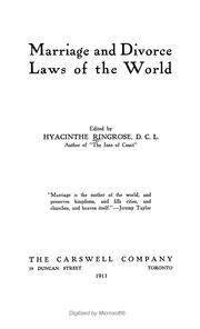 Cover of: Marriage and divorce laws of the world