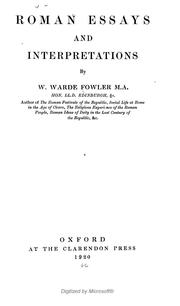 Cover of: Roman essays and interpretations by W. Warde Fowler