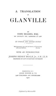 Cover of: A translation of Glanville