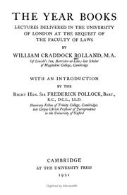 Cover of: The year books: lectures delivered in the University of London atthe request of the Faculty of laws