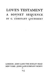 Cover of: Love's testament by G. Constant Lounsbery