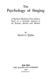 Cover of: The psychology of singing by Taylor, David C.