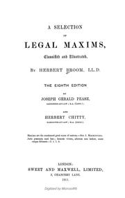 Cover of: A selection of legal maxims: classified and illustrated.