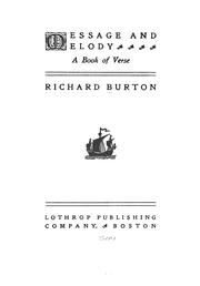 Cover of: Message and melody by Richard Burton