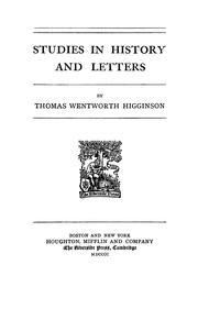 Cover of: Studies in history and letters