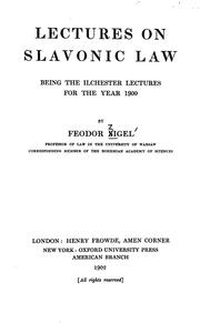 Cover of: Lectures on Slavonic law: being the Ilchester lectures for the year 1900