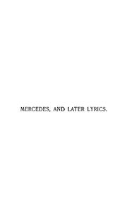 Cover of: Mercedes, and Later Lyrics
