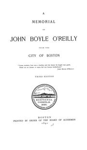 Cover of: A memorial of John Boyle O'Reilly from the city of Boston ... by Boston (Mass.)