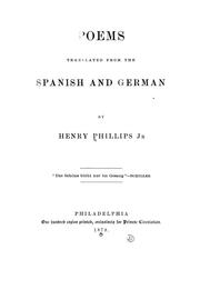 Cover of: Poems translated from the Spanish and German