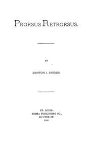 Cover of: Prorsus retrorsus.