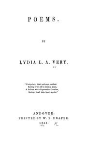 Cover of: Poems by Lydia Louisa Anna Very, Lydia Louisa Anna Very