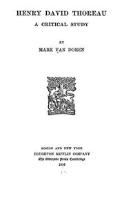 Cover of: Henry David Thoreau by Mark Van Doren