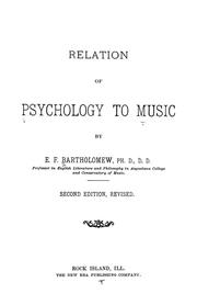 Cover of: Relation of psychology to music