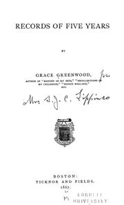 Cover of: Records of five years. by Grace Greenwood