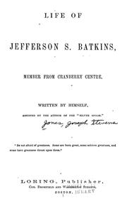 Cover of: Life of Jefferson S. Batkins: member from Cranberry Centre.