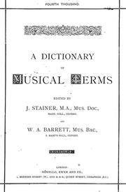 Cover of: A dictionary of musical terms. by Stainer, John Sir