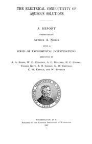 Cover of: The electrical conductivity of aqueous solutions. by Arthur A. Noyes