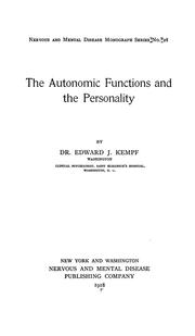 Cover of: The autonomic functions and the personality by Edward J. Kempf