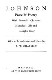 Cover of: Johnson: prose & poetry: with Boswell's character, Macaulay's life and Raleigh's essay