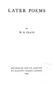 Cover of: Later poems by William Butler Yeats