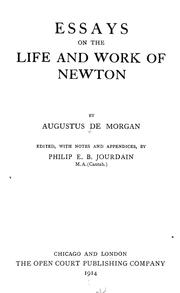 Cover of: Essays on the life and work of Newton by Augustus De Morgan