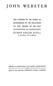 Cover of: John Webster by Elmer Edgar Stoll