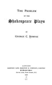 Cover of: The problem of the Shakespeare plays