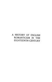 Cover of: history of English romanticism in the eighteenth century
