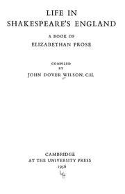 Life in Shakespeare's England by Wilson, John Dover