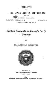 Cover of: English elements in Jonson's early comedy by Charles Read Baskervill