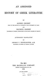 Cover of: An abridged history of Greek literature by Alfred Croiset, Alfred Croiset