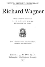 Cover of: Richard Wagner by Houston Stewart Chamberlain