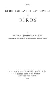 Cover of: The structure and classification of birds