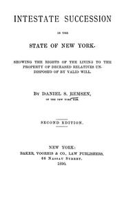 Intestate succession in the state of New York by Daniel S. Remsen