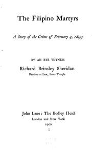 Cover of: The Filipino martyrs by Richard Brinsley Sheridan