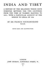 Cover of: India and Tibet by Sir Francis Edward Younghusband