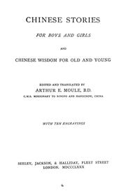 Cover of: Chinese stories for boys and girls by Arthur Evans Moule