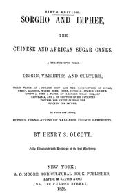 Cover of: Sorgho and imphee, the Chinese and African sugar canes by Henry S. Olcott
