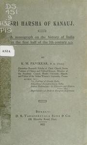 Cover of: Sri Harsha of Kanauj. by K. M. Panikkar