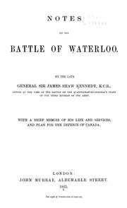 Cover of: Notes on the battle of Waterloo. by Kennedy, James Shaw Sir