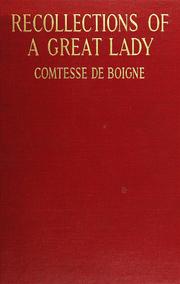 Cover of: Recollections of a great lady: being more memoirs of the Comtesse de Boigne