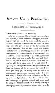 Cover of: Separate use in Pennsylvania, considered with respect to the restraint on alienation by E. Coppée Mitchell