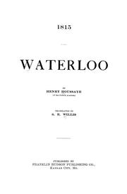 Cover of: 1815, Waterloo by Henry Houssaye