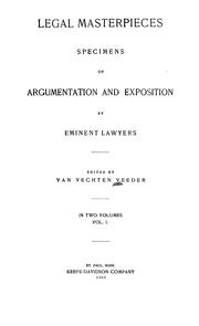 Cover of: Legal masterpieces: specimens of argumentation and exposition by eminent lawyers