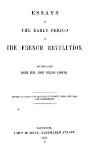 Cover of: Essays on the early period of the French Revolution.