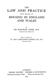 Cover of: The law and practice with regard to housing in England and Wales