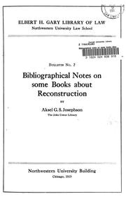 Cover of: Bibliographical notes on some books about reconstruction