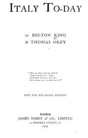 Cover of: Italy to-day by Bolton King