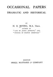 Cover of: Occasional papers: dramatic and historical