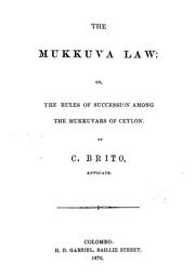 Cover of: The Mukkuva law by C. Brito